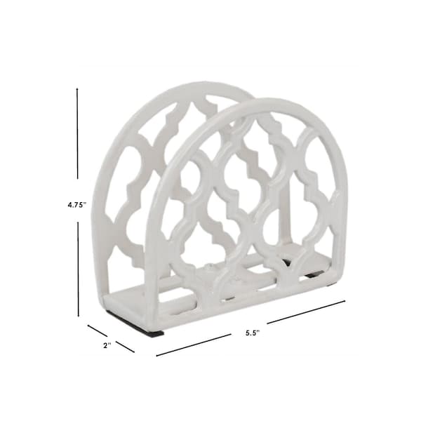 Hds Trading Lattice Collection Cast Iron Napkin Holder, White - ZOR96039