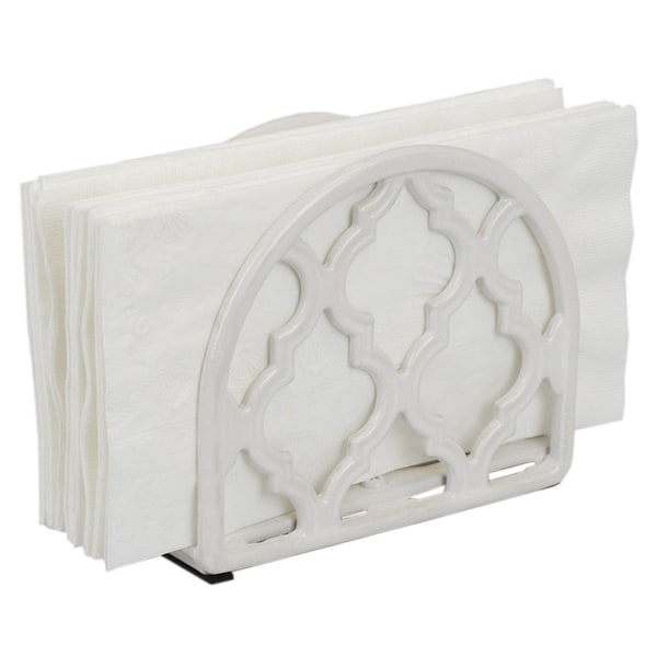 Hds Trading Lattice Collection Cast Iron Napkin Holder, White - ZOR96039