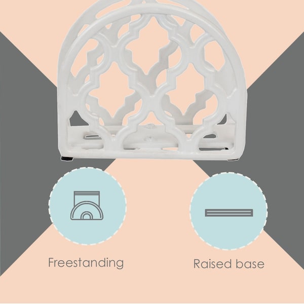 Hds Trading Lattice Collection Cast Iron Napkin Holder, White - ZOR96039