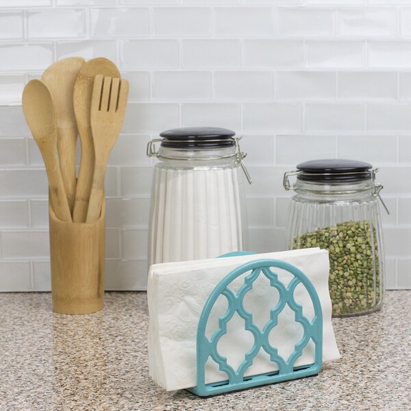 Home Basics Lattice Collection Cast Iron Napkin Holder, Turquoise - NH45367