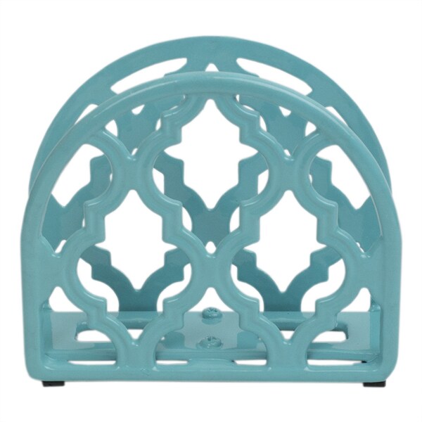 Home Basics Lattice Collection Cast Iron Napkin Holder, Turquoise - NH45367