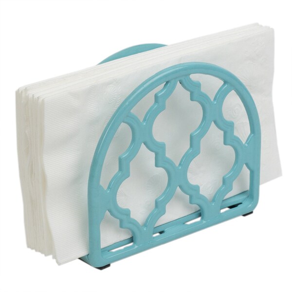 Home Basics Lattice Collection Cast Iron Napkin Holder, Turquoise - NH45367