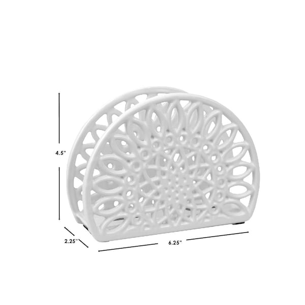 Hds Trading Sunflower Cast Iron Napkin Holder, White - ZOR96040