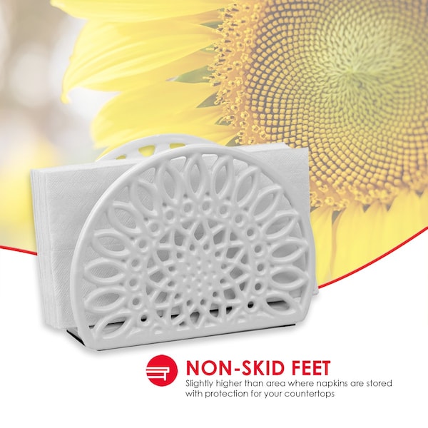 Hds Trading Sunflower Cast Iron Napkin Holder, White - ZOR96040