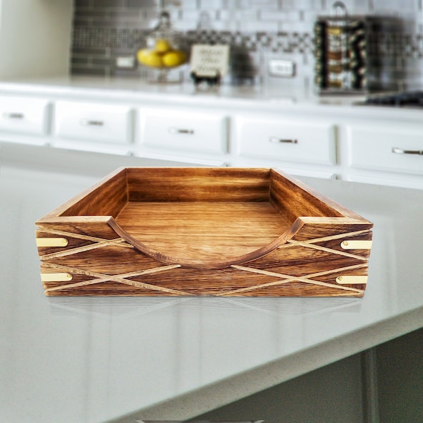 Vintiquewise Tabletop Decorative Wood Napkin Holder for Kitchen, Dining Table and Counter Tops - QI004390