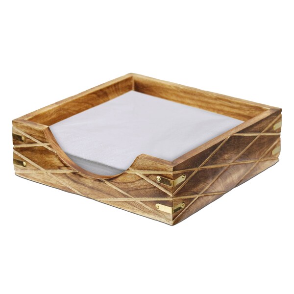 Vintiquewise Tabletop Decorative Wood Napkin Holder for Kitchen, Dining Table and Counter Tops - QI004390