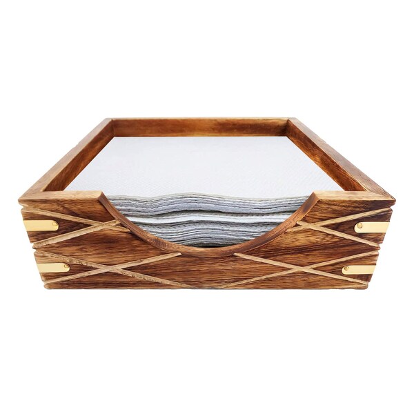 Vintiquewise Tabletop Decorative Wood Napkin Holder for Kitchen, Dining Table and Counter Tops - QI004390