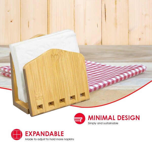 Hds Trading Bamboo Expandable Napkin Holder, Natural - ZOR95998