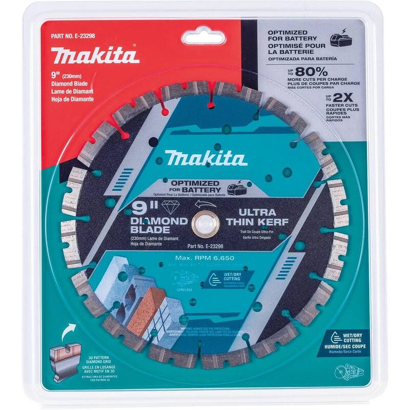 Makita 9 in. Hoja de Diamante de Borde Segmentado de Kerf Delgado - E-23298