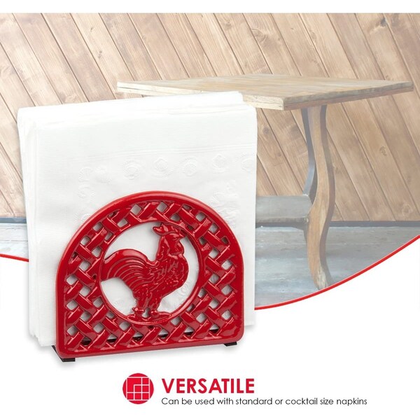 Home Basics Cast Iron Rooster Napkin Holder, Red - NH44174