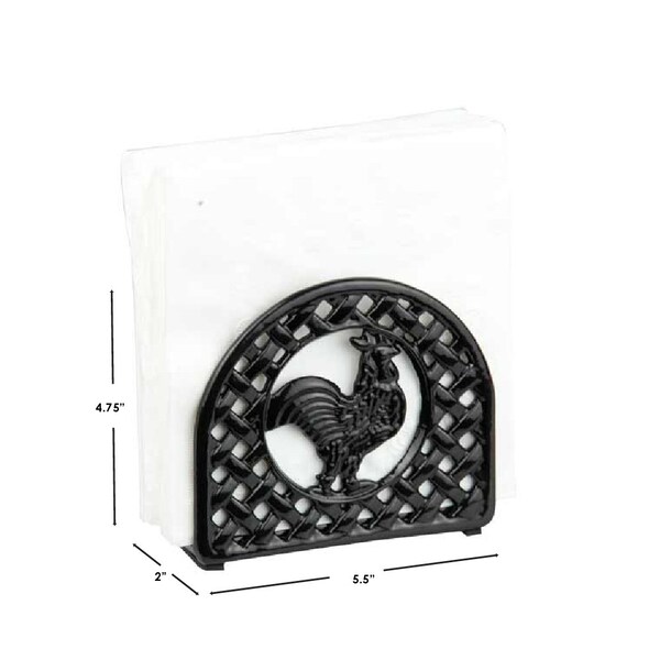 Hds Trading Cast Iron Rooster Napkin Holder, Black - ZOR96045