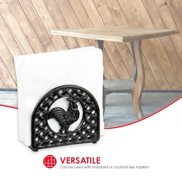 Hds Trading Cast Iron Rooster Napkin Holder, Black - ZOR96045