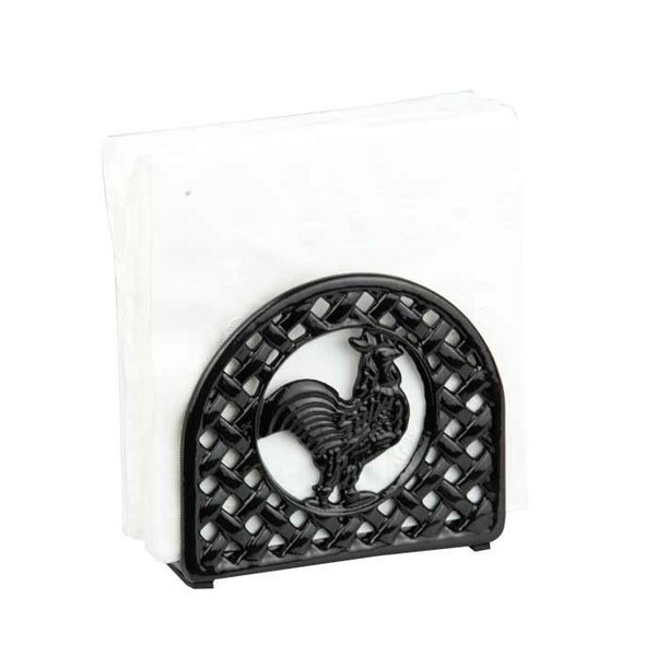 Hds Trading Cast Iron Rooster Napkin Holder, Black - ZOR96045