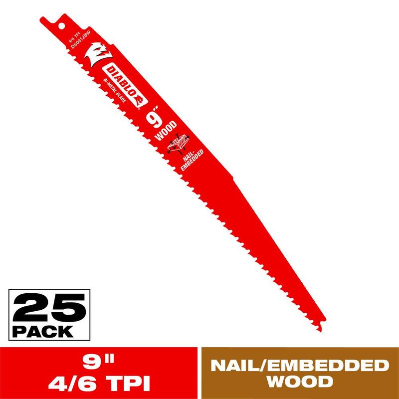 DIABLO 9 pulgadas 8/14 TPI Hojas de Sierra Recíproca Bimetálicas para Cortes de Propósito General - DS0912BW25
