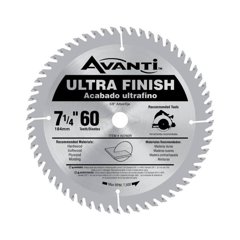 Avanti Hoja de sierra circular de 7-1/4 pulgadas con 60 dientes para acabados finos de carburo - A0760R