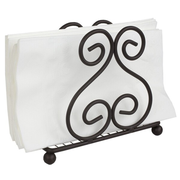 Home Basics Scroll Collection Steel Napkin Holder, Bronze - NH10652