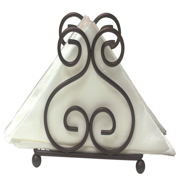 Home Basics Scroll Collection Steel Napkin Holder, Bronze - NH10652