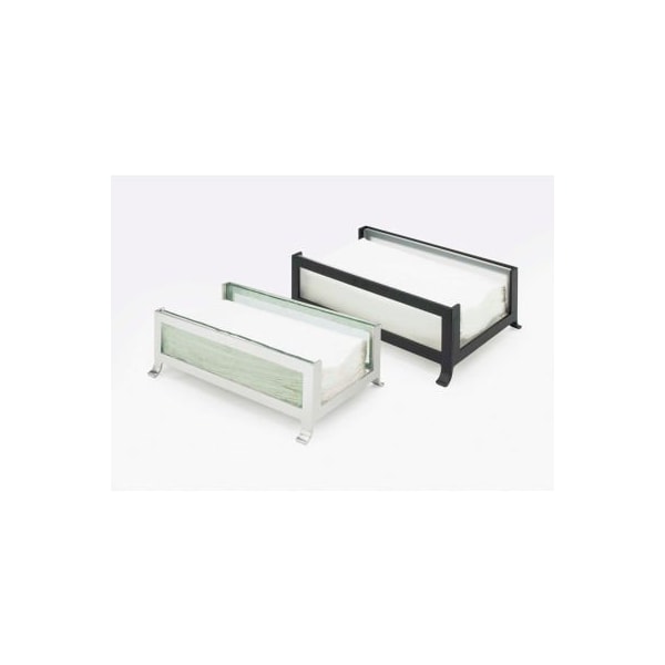 Cal Mil Plastics Cal-Mil Soho 4" x 8" Napkin Holder 9-1/2"W x 9-1/4"D x 3-1/2"H Black Frame Frosted Glass - 1588-33