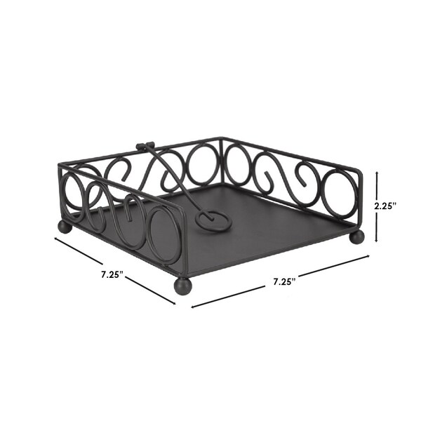 Home Basics Home Basics Scroll Collection Flat Napkin Holder with Weighted Pivoting Arm, Black - ZOR96188