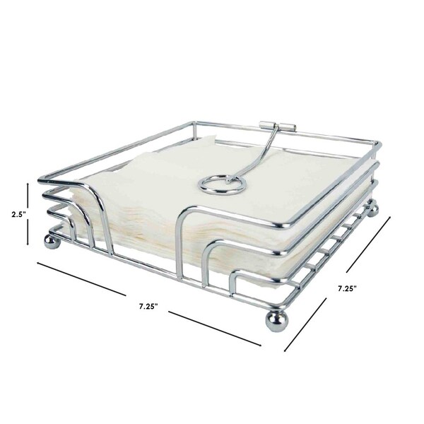 Home Basics Home Basics Chrome Plated Steel Flat Napkin Holder with Weighted Pivoted Arm - ZOR96191