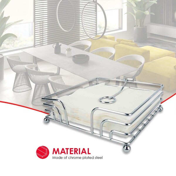 Home Basics Home Basics Chrome Plated Steel Flat Napkin Holder with Weighted Pivoted Arm - ZOR96191