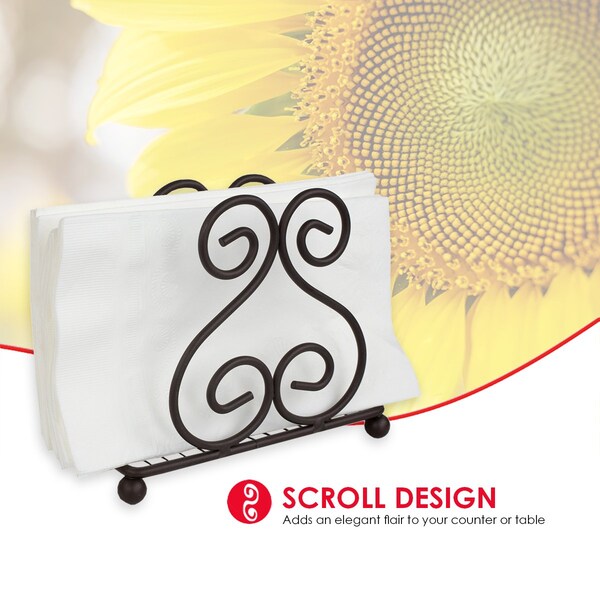 Hds Trading Scroll Collection Steel Napkin Holder, Bronze - ZOR96021
