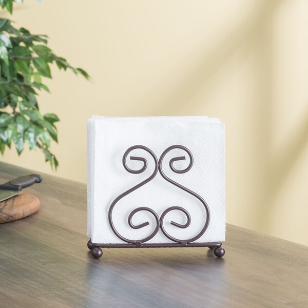 Hds Trading Scroll Collection Steel Napkin Holder, Bronze - ZOR96021
