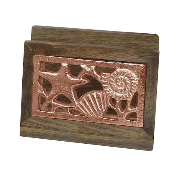 Nusteel NuSteel TG-NP-01C Wooden Napkin Holder with Burnt Wood & Copper - TG-NP-01C