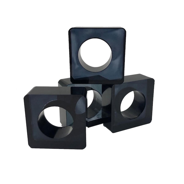 Muebles Smoke Grey Square Lucite Napkin Ring - Set of 4 - MU3735305