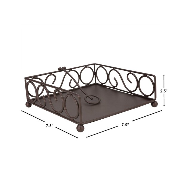 Hds Trading Scroll Collection Steel Flat Napkin Holder, Bronze - ZOR96020