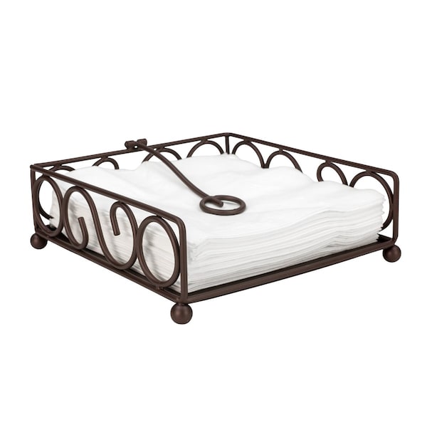 Hds Trading Scroll Collection Steel Flat Napkin Holder, Bronze - ZOR96020