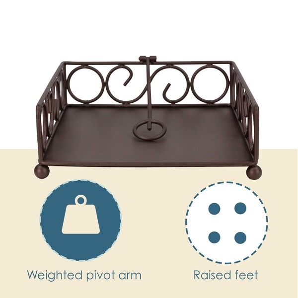 Hds Trading Scroll Collection Steel Flat Napkin Holder, Bronze - ZOR96020