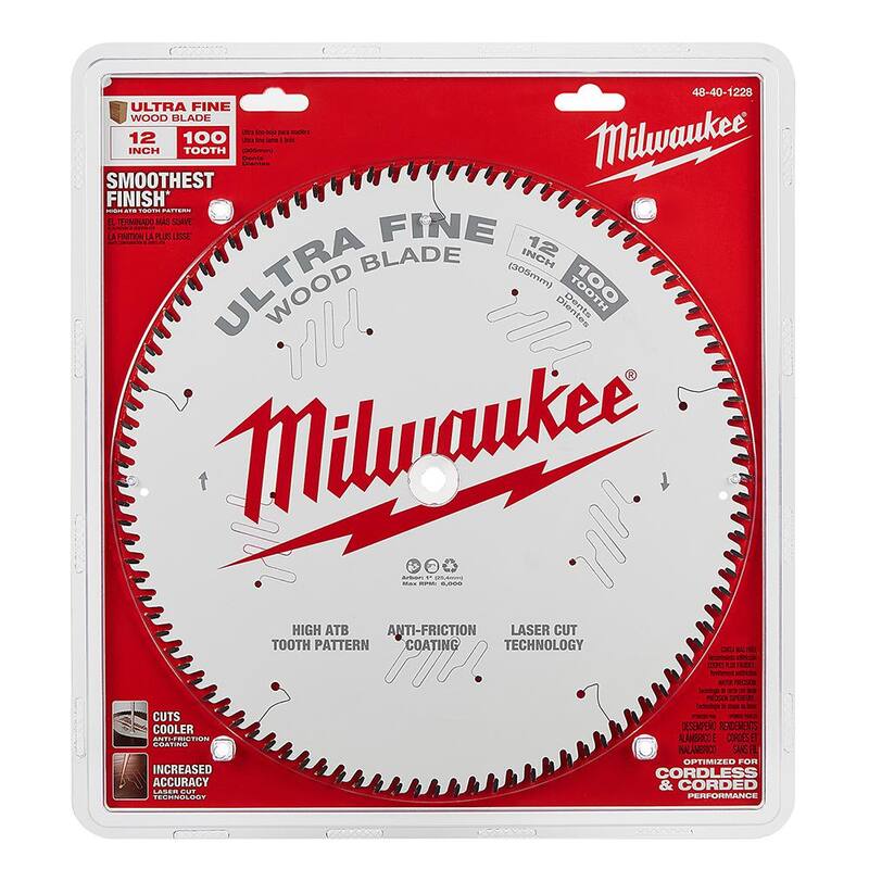 Milwaukee 12 pulgadas x 100 dientes Hoja de sierra circular de acabado ultra fino - 48-40-1228