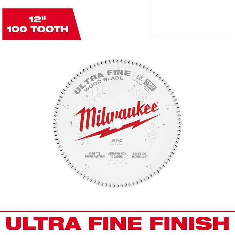 Milwaukee 12 pulgadas x 100 dientes Hoja de sierra circular de acabado ultra fino - 48-40-1228