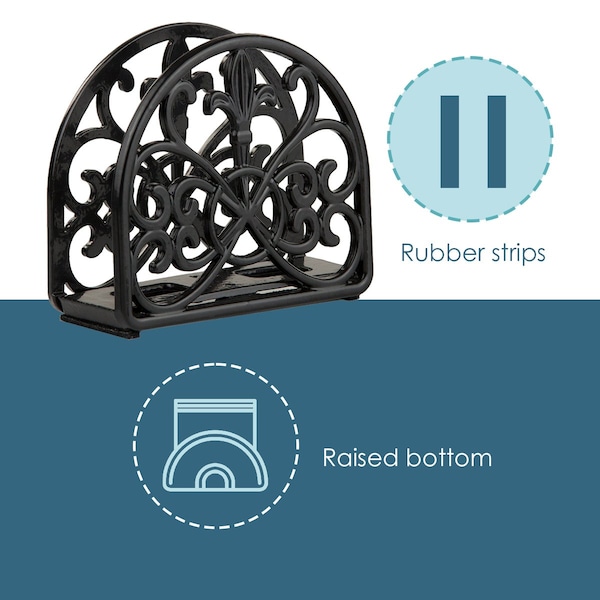 Hds Trading Cast Iron Fleur De Lis Napkin Holder, Black - ZOR96033