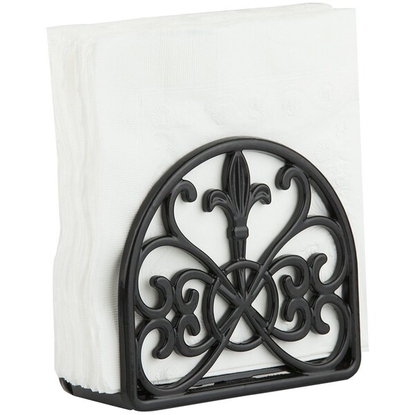 Hds Trading Cast Iron Fleur De Lis Napkin Holder, Black - ZOR96033