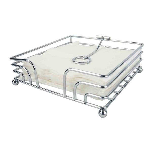 Home Basics Chrome Plated Steel  Flat Napkin Holder with Weighted Pivoted Arm - NH45392
