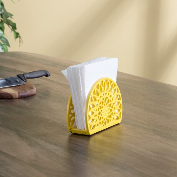 Home Basics Sunflower Cast Iron Napkin Holder, Yellow - NH45803