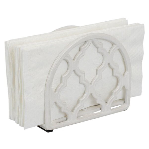 Home Basics Lattice Collection Cast Iron Napkin Holder, White - NH45363