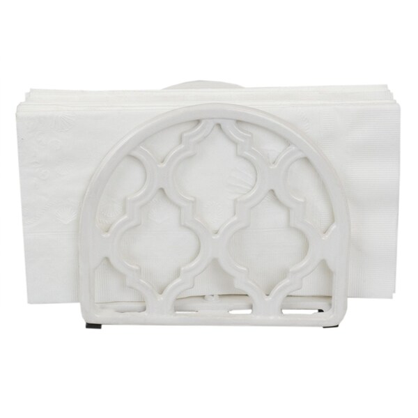 Home Basics Lattice Collection Cast Iron Napkin Holder, White - NH45363