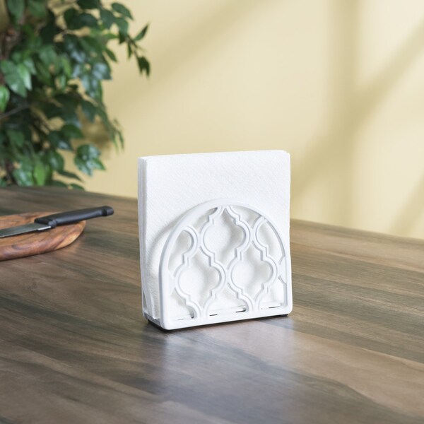 Home Basics Lattice Collection Cast Iron Napkin Holder, White - NH45363