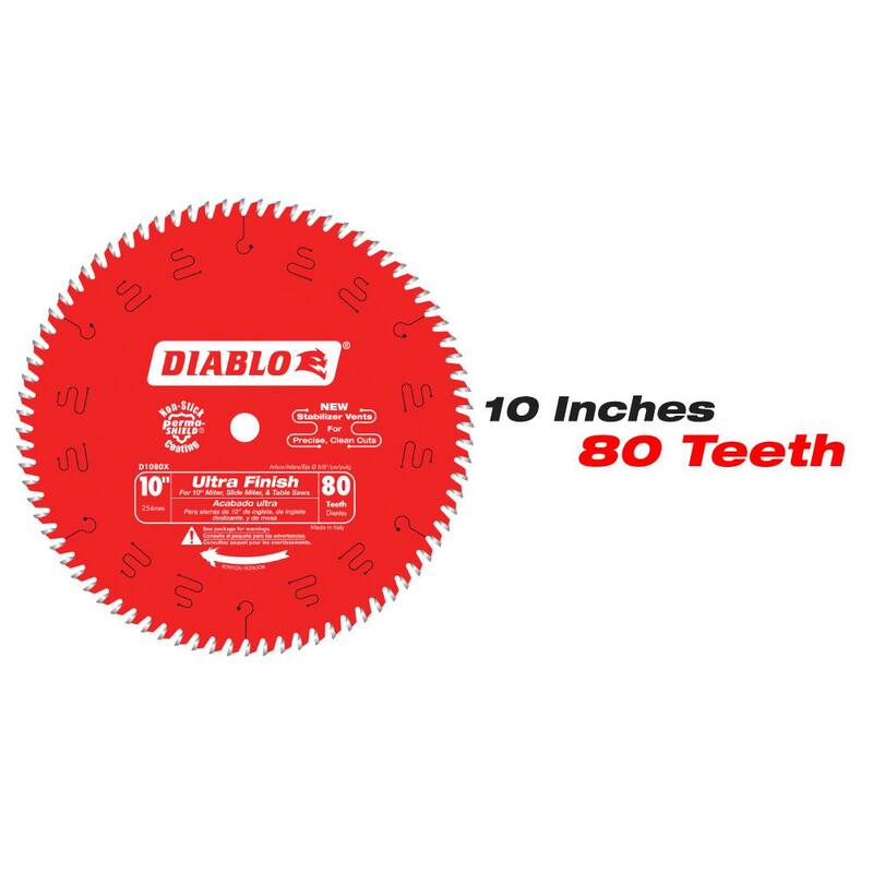 DIABLO 10 in. x 60-Dientes Fino y 10 in. x 80-Dientes Ultra Hojas de Sierra Circular (2 Hojas) - D10601080X2GS