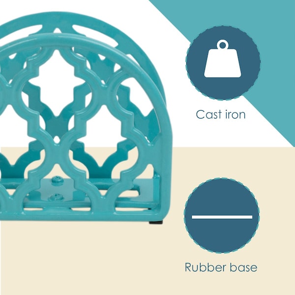Hds Trading Lattice Collection Cast Iron Napkin Holder, Turquoise - ZOR96038