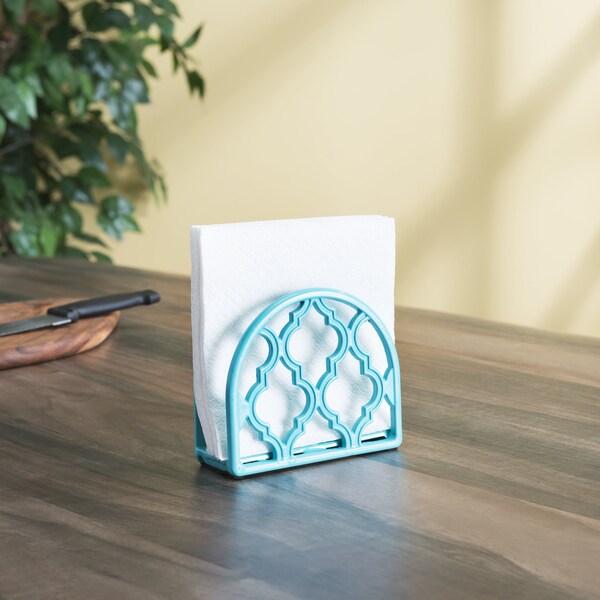 Hds Trading Lattice Collection Cast Iron Napkin Holder, Turquoise - ZOR96038