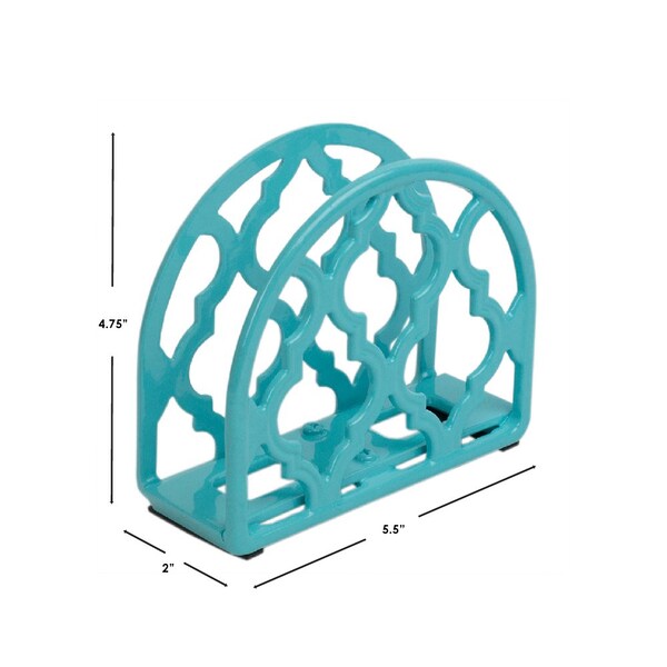 Hds Trading Lattice Collection Cast Iron Napkin Holder, Turquoise - ZOR96038