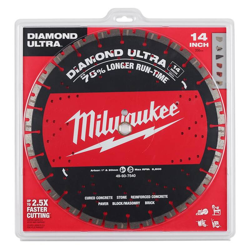 Disco de corte segmentado de diamante ultra de 14 pulgadas de Milwaukee - 49-93-7540