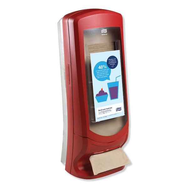 Tork Xpressnap Stand Napkin Dispenser, 9.25 x 9.25 x 24.5, Red - 6336000