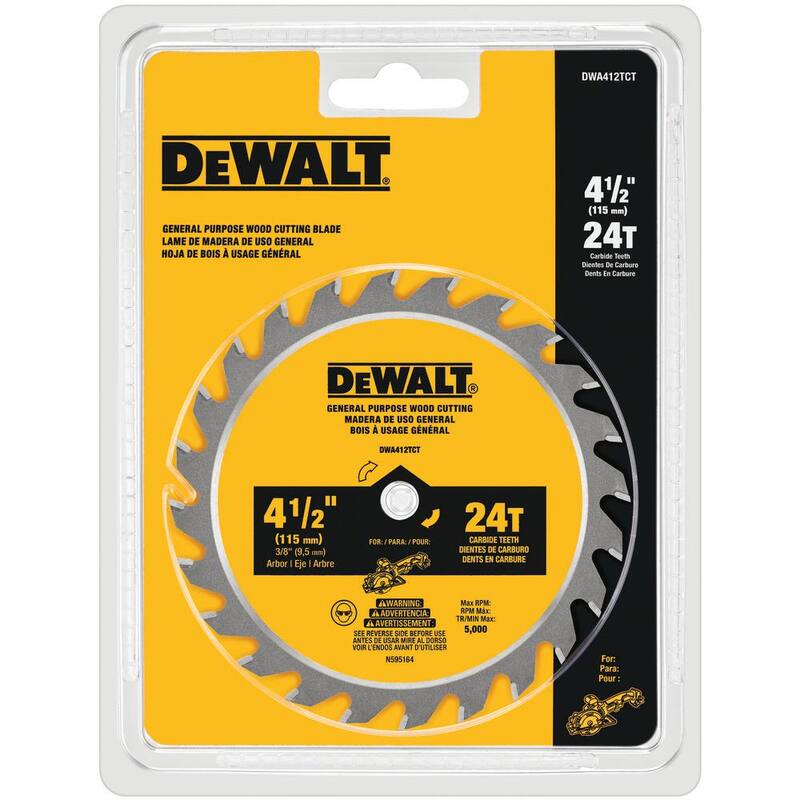 Hoja de sierra circular DEWALT ATOMIC de 4-1/2 pulgadas y 24 dientes - DWA412TCT