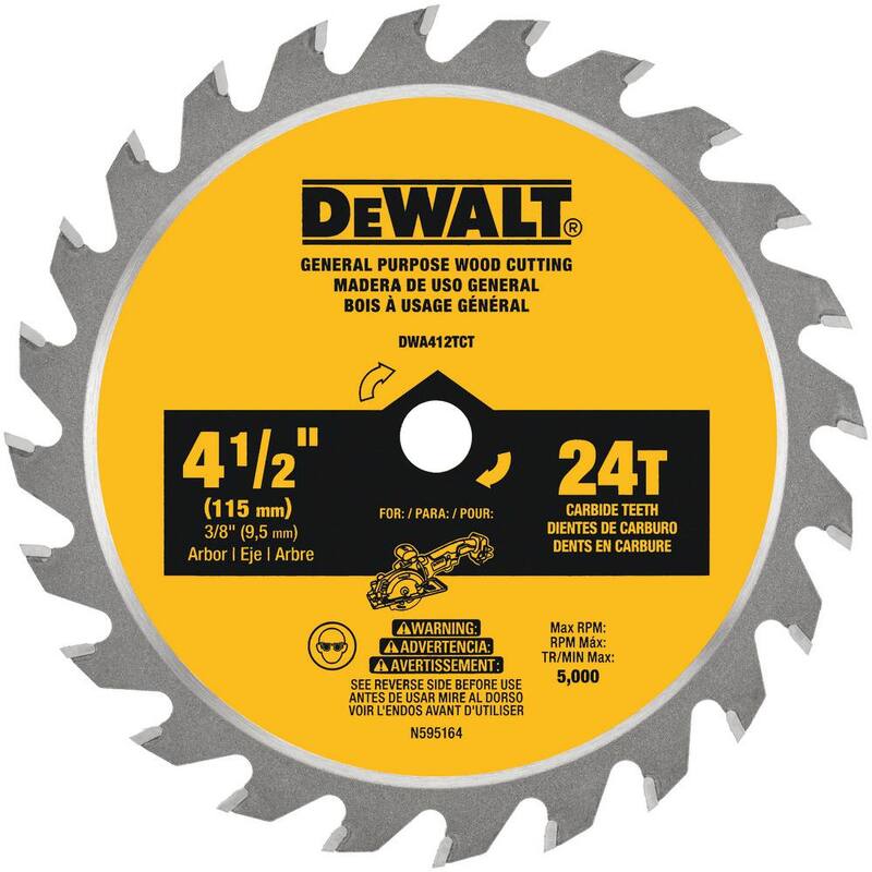 Hoja de sierra circular DEWALT ATOMIC de 4-1/2 pulgadas y 24 dientes - DWA412TCT