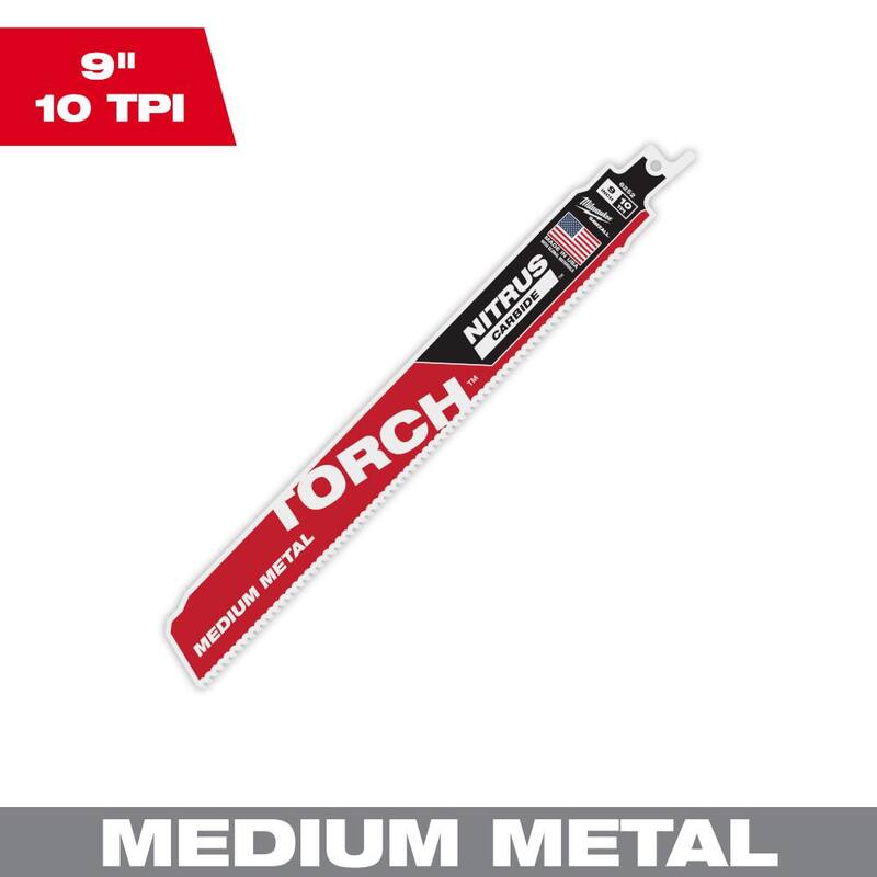 Milwaukee 9 pulgadas 10 TPI TORCH Nitrus Dientes de Carburo Medio Hoja de Sierra Recíproca para Metal SAWZALL - 48-00-6252